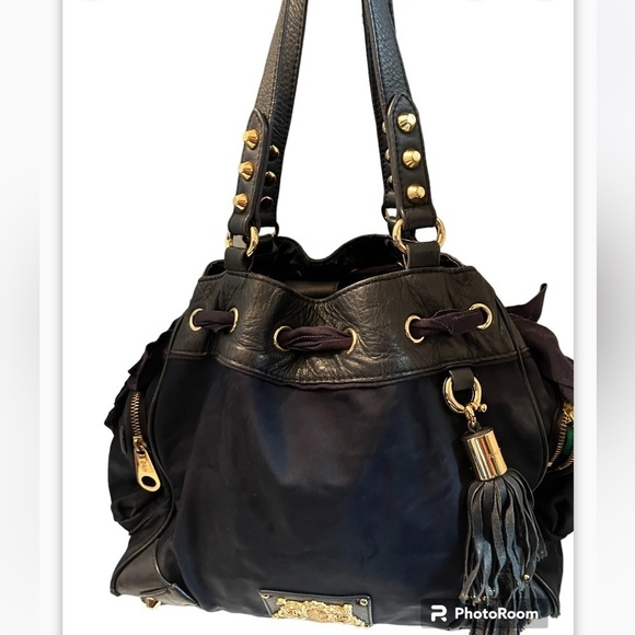 Rare Juicy Couture Y2K Daydreamer Tote Hobo Shoulder Bag Purse Navy Blue - Picture 4 of 12